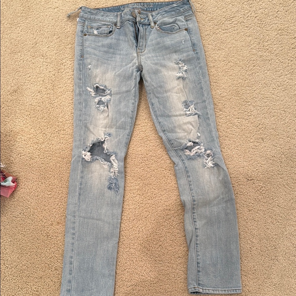 Distressed Light Blue Jeans